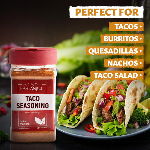 Eastanbul Taco Seasoning Mix, 5.6oz Taco Seasoning, 100% Natural Taco Mix, Vegan Taco Seasoning Mix, Non-GMO & Vegan, Great Mild Taco Seasoning fo...